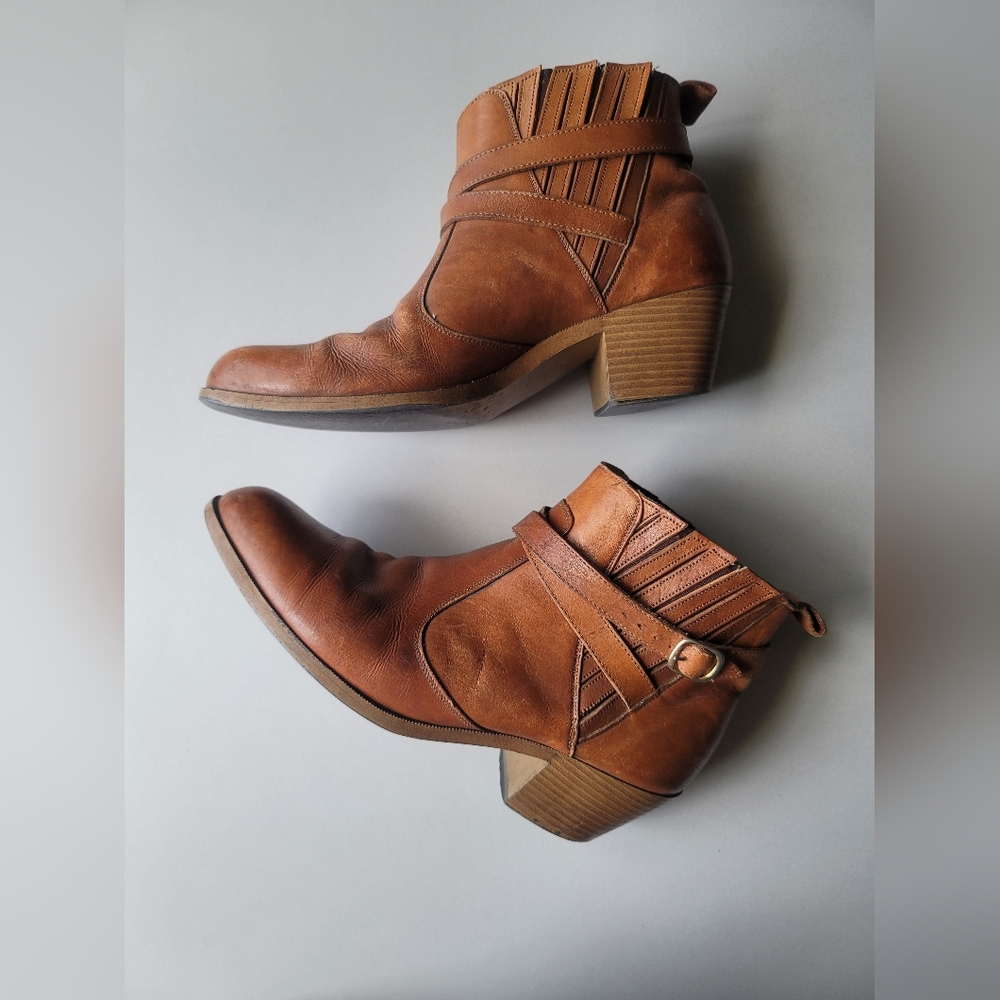 70s Leather Vintage Western Boho Booties